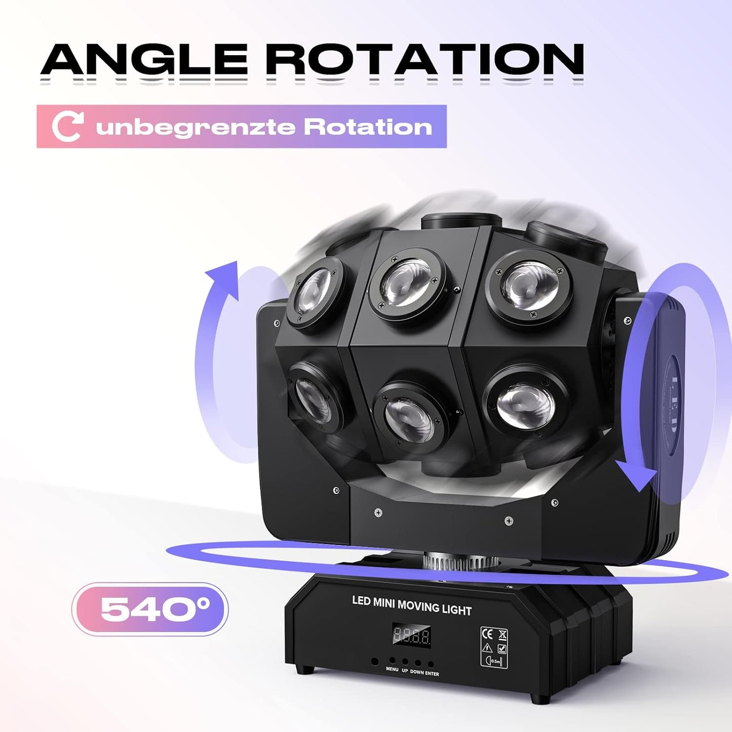 180W RGBW LED 4 in1 Moving Head Light 360 Rotation DJ Light with Sound Activated DMX Control Beam Stage Lighting for Party Live Show Wedding Club