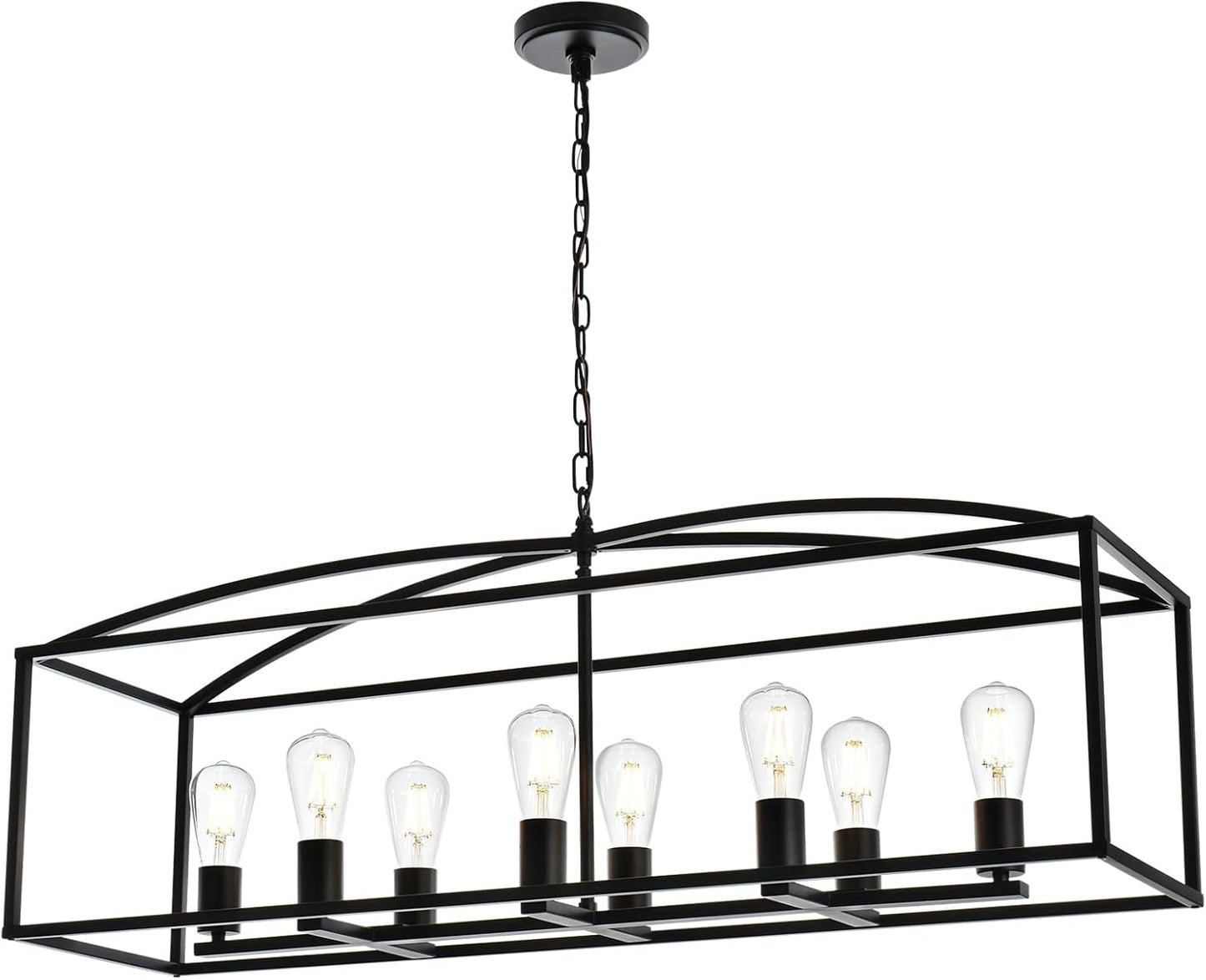 MELUXEM Kitchen Island Lighting 8 Light Farmhouse Chandelier Dining Room Light Fixture Black Modern Industrial Hanging Lighting for Kitchen Hallway