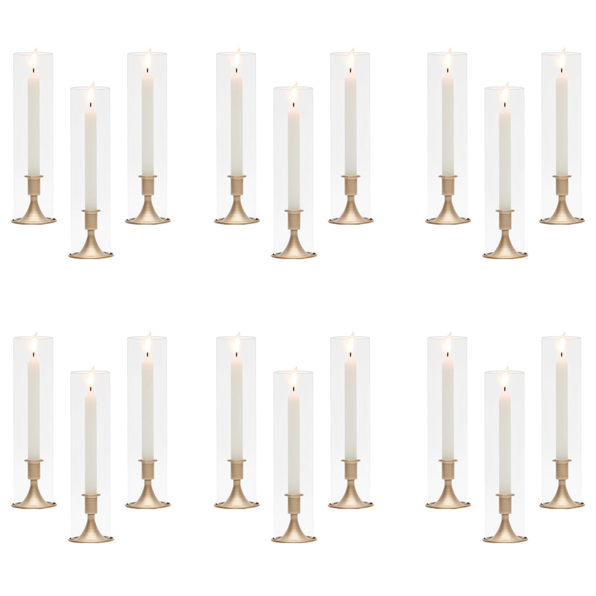Hurricane Glass Candle Holders, Gold Candlestick Holders 18 Pcs