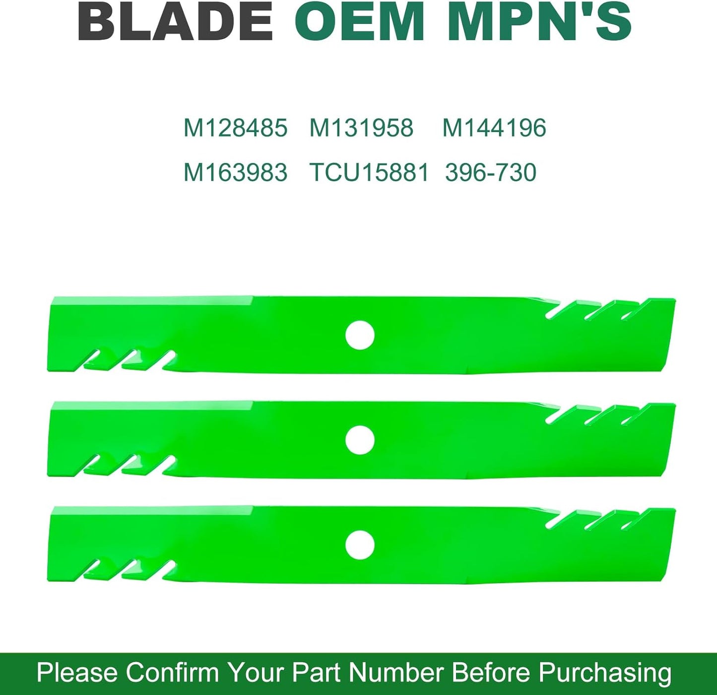John Deere M128485 M131958 M144196 M163983 TCU15881 396-730 Mower Blades, Compatible with  60 inch Deck 737 757 777 797 997 1023E 1025R 4210 4310 4410(6pack) 6 pack