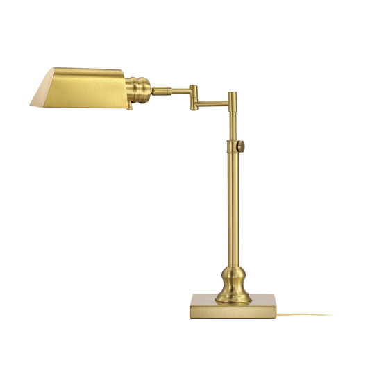 O'Bright Arcadia Pharmacy Desk Lamp | E26 Socket, Built-in Dimmer, Full Range Dimming, Adjustable Height, Swing Arm, Rotatable Lampshade, All-Metal Construction Antique Brass