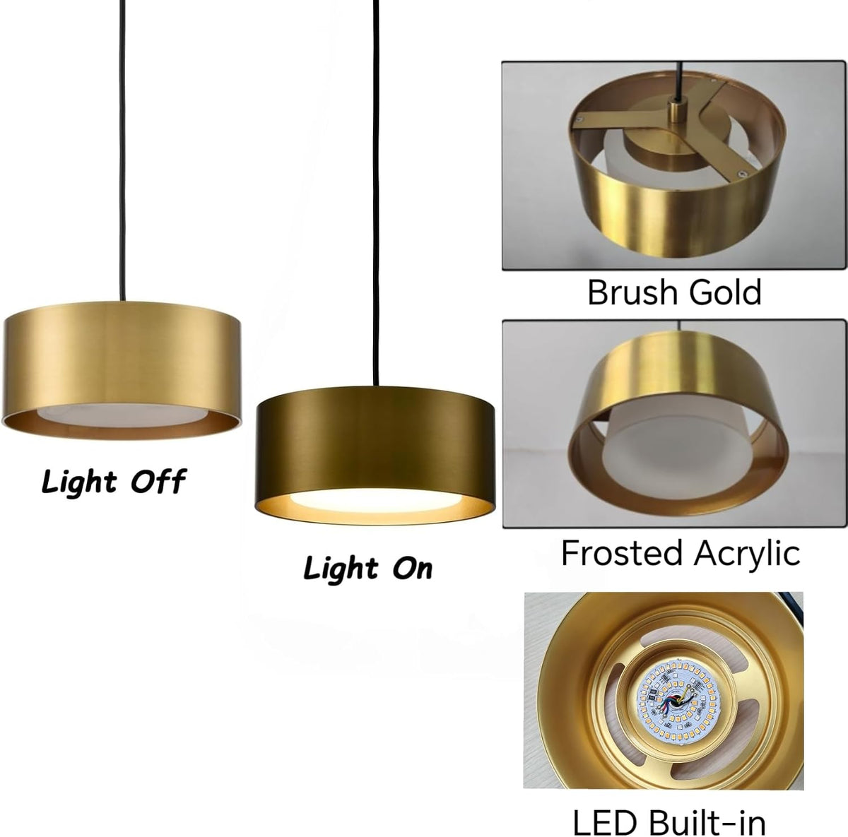 RGBCW Gold Mini Pendant Light LED Hardwired, Kitchen Island