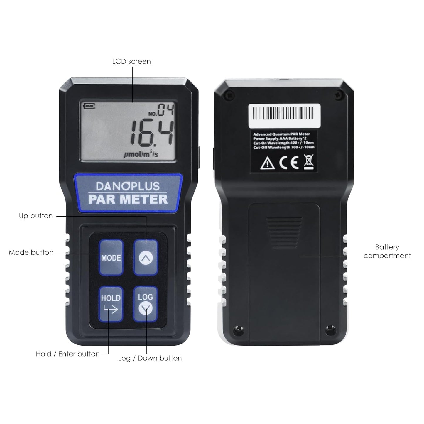 PAR Meter for Reef Tank Waterproof PAR Meter Aquarium IP68 Quantum Sensor PPFD Meter Data Logger, Full-Spectrum Quantum PAR Meter with 79' Cable