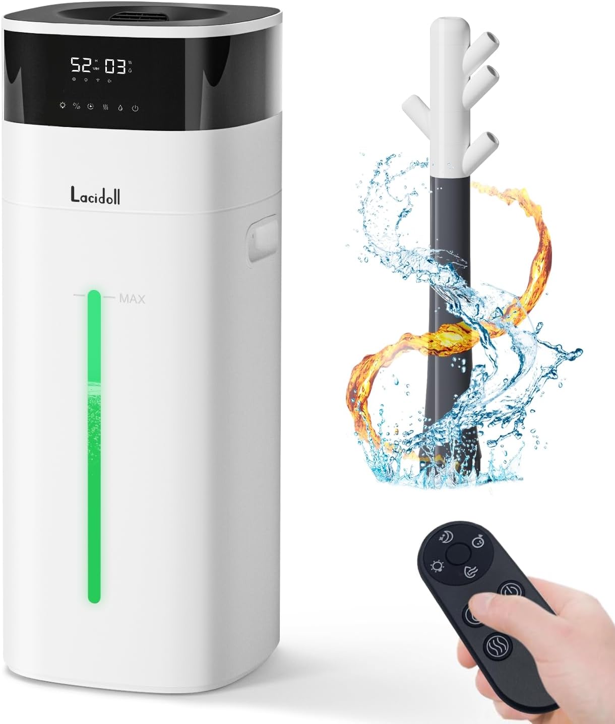 LACIDOLL Humidifier Large Room, 5.3Gal/20L Cool and Warm Mist Humidifiers for Home 3000 sq ft, Whole House Humidifiers with