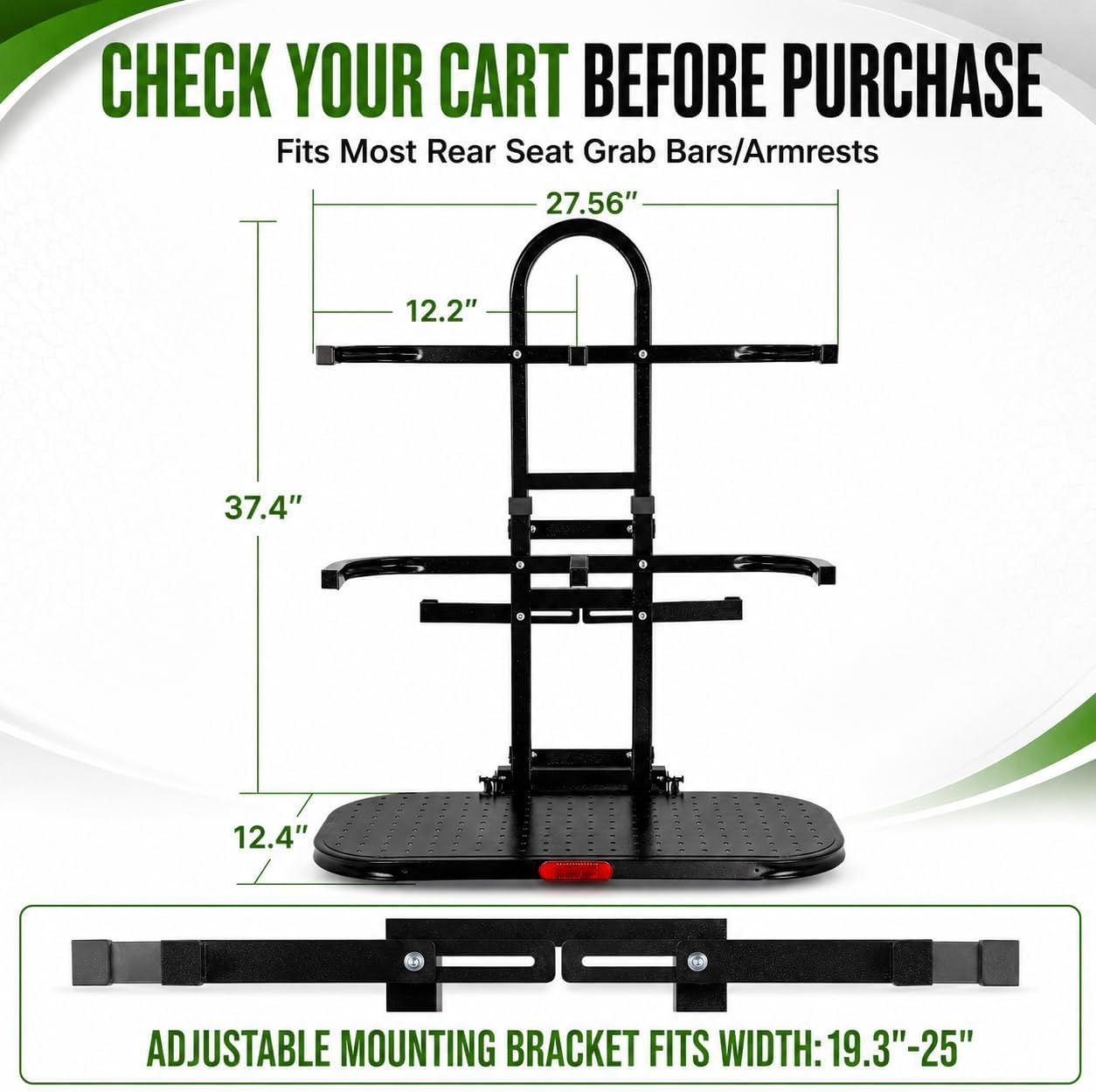 Golf Cart Bag Holder for 4 Seat Golf Cart, Fits for EZGO Club Car Yamaha, Holds 2 Golf Bags