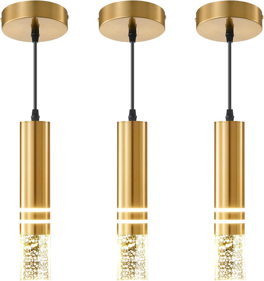 AGEJYYY Modern LED Kitchen Chandelier  Trio Pack Dimmable Island Lighting, Stylish Pendant Lamp, Bubble Crystal Ceiling Fixture