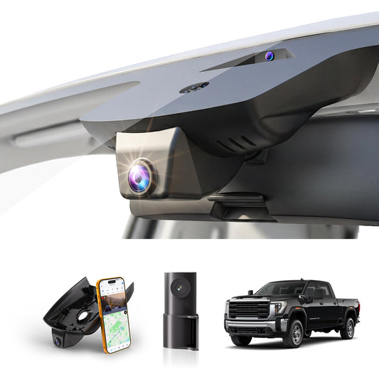 Front 4K and Rear 1080P Dash Cam fit GMC Sierra 1500 2022-2026 HD 2024-2026 Pro SLE Elevation SLT AT4X Denali Ultimate Accessories (Model C),Integrated Camera,OEM Look,GPS,HDR,5.8G WiFi,128GB
