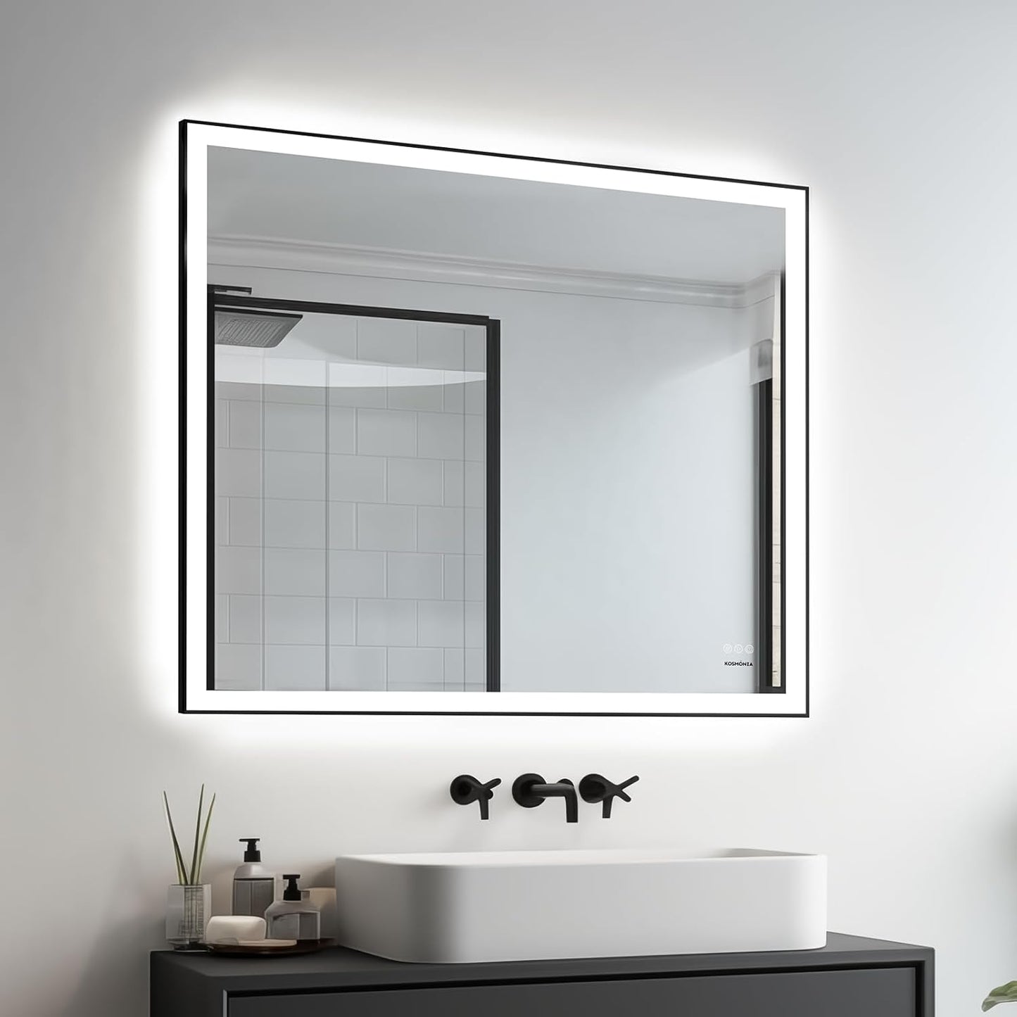 LED Bathroom Mirror 32x40 w/Front& Backlit, Built-in Touch On/Off Control &3 Color w/Light Memory, Defog &Brackets Setup, HD Reflection Distortion