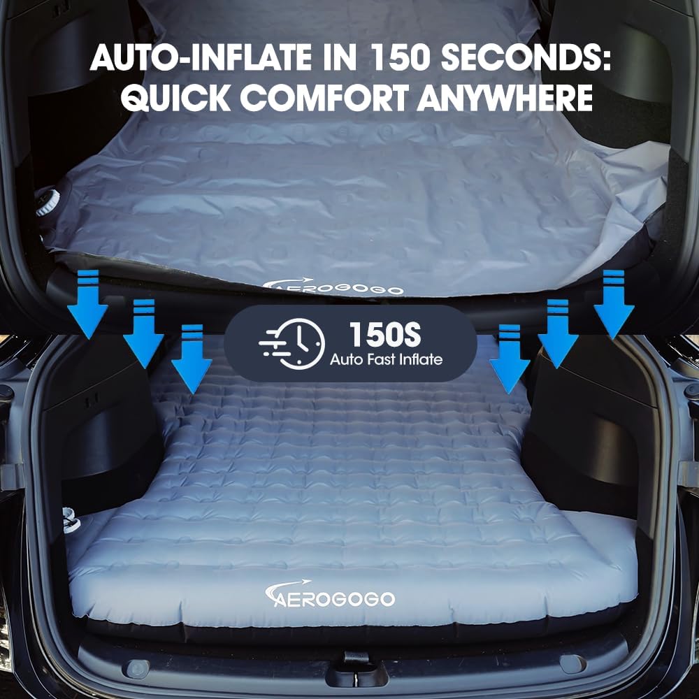 Tesla Model Y (2020-2023) Mattress Self Inflating Model Y Bed One Click to Inflate/Deflate Max 5.5Thick, Backpack Size, 2 Person