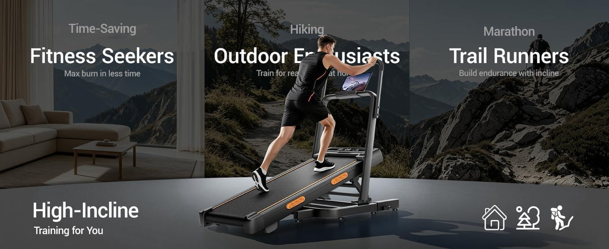 Walking Pad Treadmill with (15°) 40% Incline Treadmills for Home Foldable | 350LBS Capacity 7-Layer Shock Absorption,3.0HP Silent Brushless Motor,LED Display