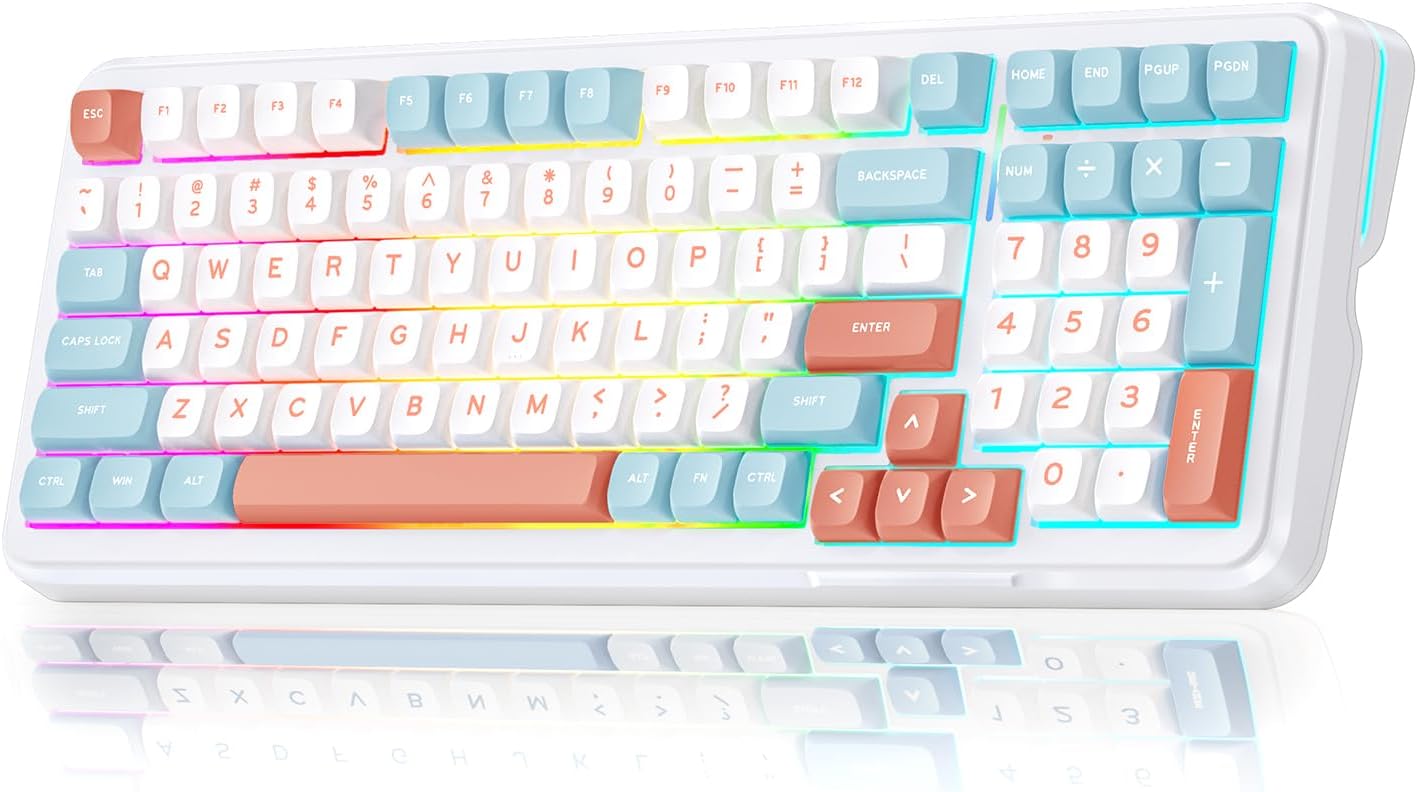 MCHOSE K99 98% Wireless Mechanical Keyboard, Tri-Mode Connection, Compact Gaming Keyboard with Six-Layer Padding Gasket, RGB Backlit,Hot Swappable