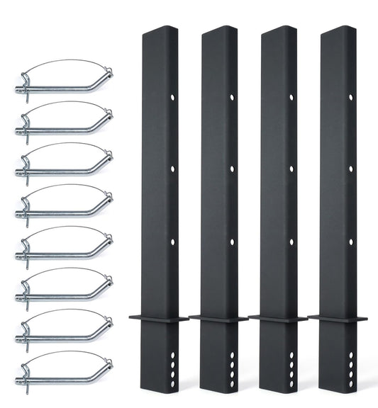 30" Adjustable C Channel Pipe Stake with Anti-Loss Cord, Heavy-Duty Steel Trailer Stake with 4 Adjustable Holes for Flatbed Trailer Hauler, 4 Pack