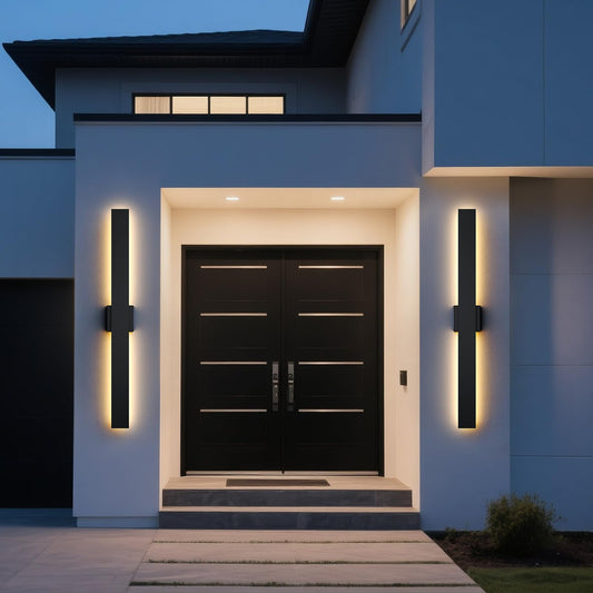 2 Pack 23.6 inch Modern LED Outdoor Wall Light, 3000K 4500K 6000K 10%-100% Dimmable Lights for Outside, IP65 Waterproof Exterior Long Wall Lights for House, Porch, Garage, Patio, Yard, Entrance Black