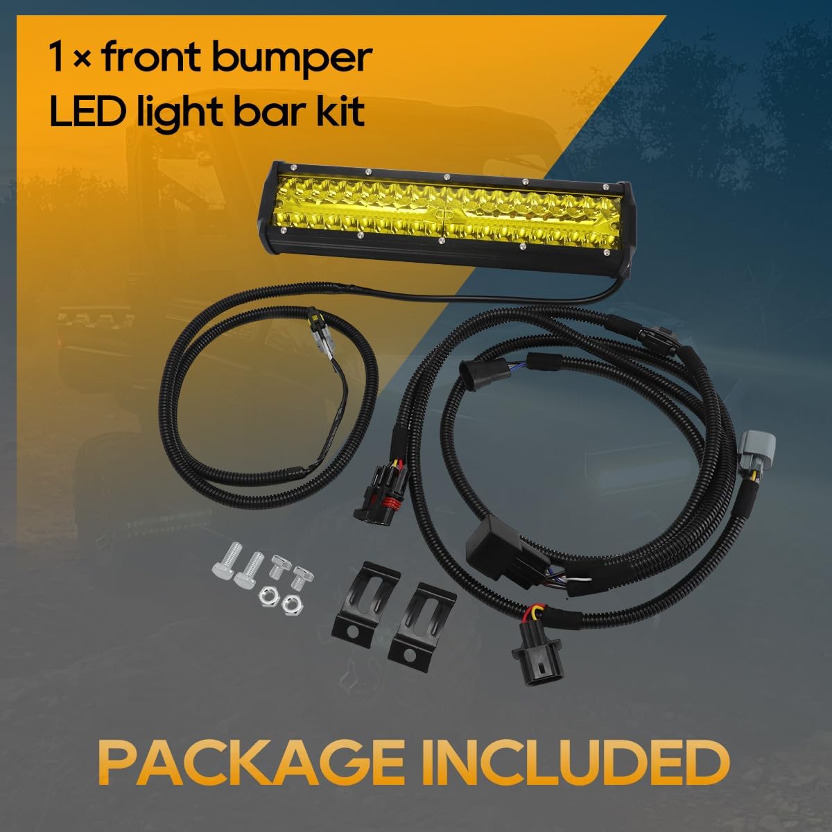 Front Bumper LED Light Bar for Polaris Ranger XP 1000 2025+, Amber Yellow