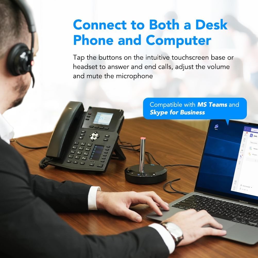 VT UC Dect Wireless-Headset with Noise-Cancelling-Microphone - Work with Desk Phones,Computers&Softphones(Mono)