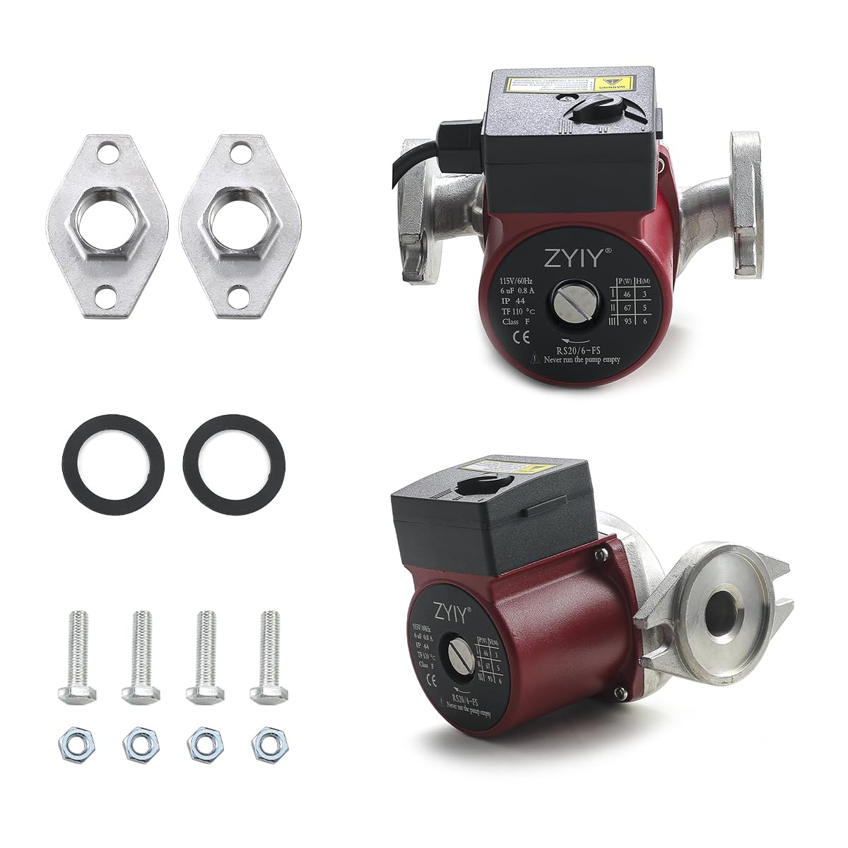 1" Stainless Steel Flange Connection 115V Hot Water Pressure Booster Pump,93W, 3-Speed Switchable Circulation/Circulator Pump Recirculating Pump, for Solar Water Heater/Floor heating/Boiler,Red
