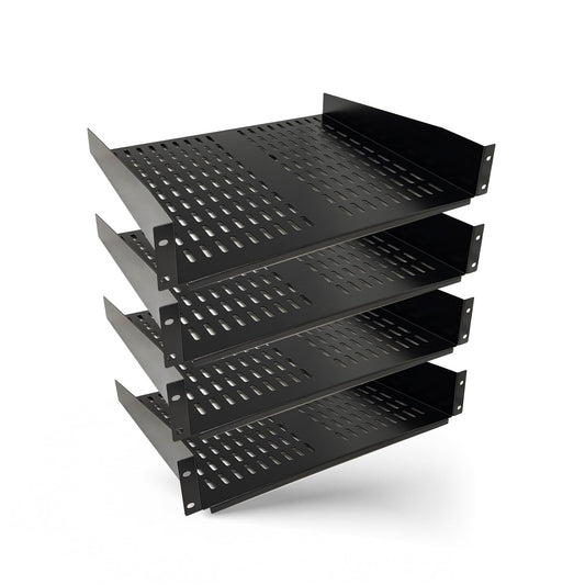 OREI 2U Rack Shelf 19" Universal Vented Mount Rack – Heavy-Duty Steel Server Rack Shelf for IT, Network & AV Equipment, 22kg Capacity, EIA-310C Compliant (4-Pack) 4 Pack