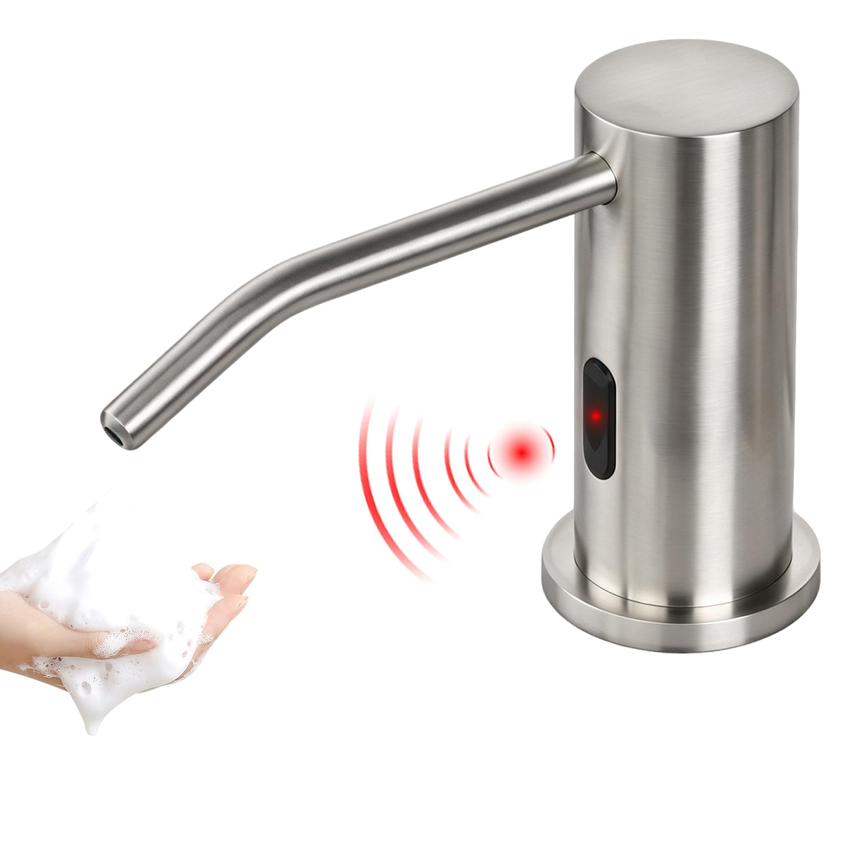 Automatic Soap Dispenser Touchless, USB Rechargeable 1000ml Electric Soap Dispenser, IPX5 Waterproof Smart Sensor Hand Soap Dispenser for Bathroom Kitchen Sink with Bottle and Pump Brass