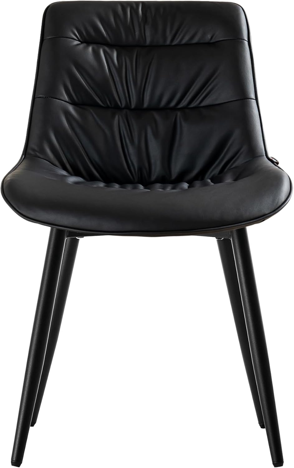 Kidol & Shellder Dining Chairs, Modern Upholstered Leather Kitchen Side Chairs with Comfortable Back, with Metal Legs Black Modern