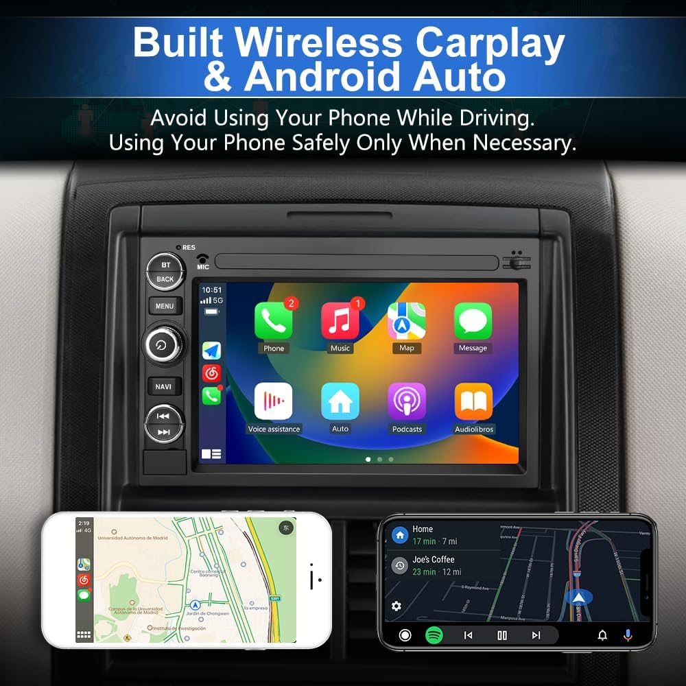 Android 13 Car Radio Compatible for Ford F150 F250 F350 Fusion Edge Explorer Taurus Freestar, Car Stereo Audio with Wireless CarPlay/Android Auto SWC GPS WiFi Bluetooth FM RDS DSP