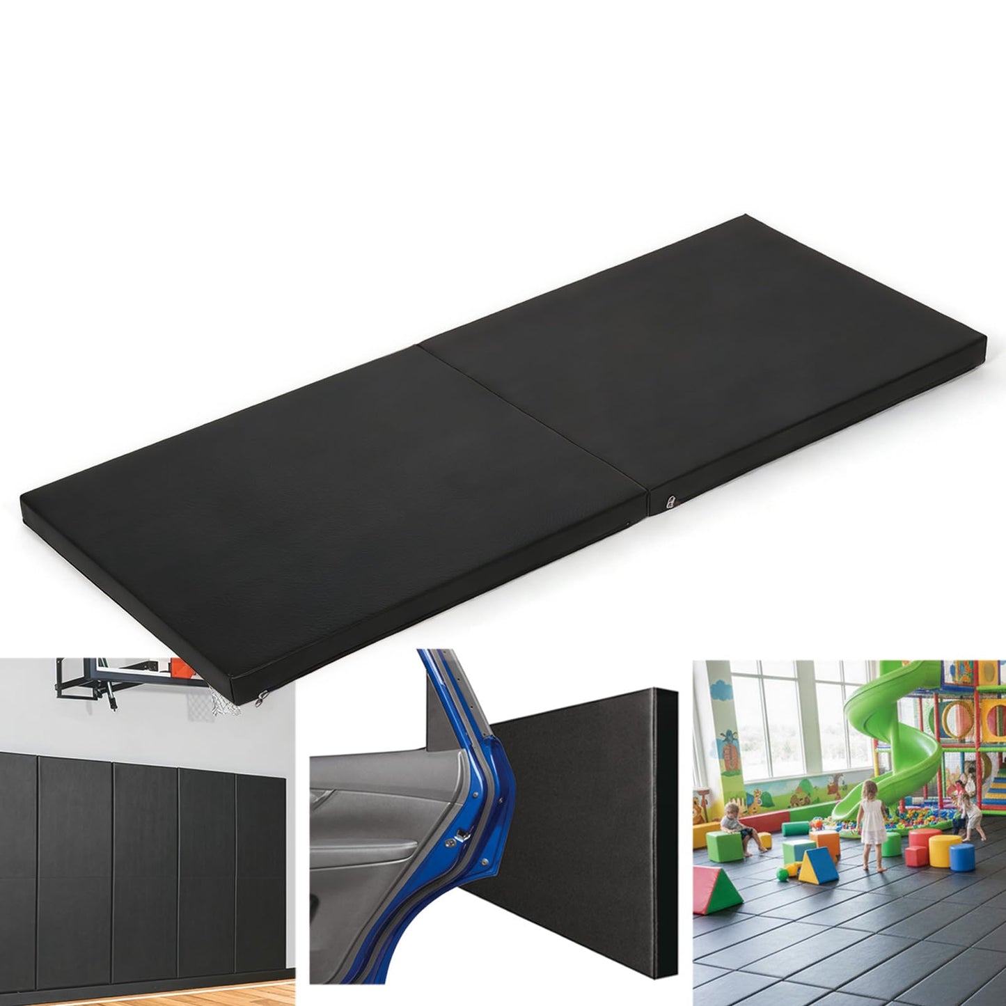 Wall Pads for Gym, 2" Thick Wall Cushion Padding Basketball Court Garage Wall Mount Protector, 60" L x 24" W Anti Collision Exercise Mats for Basement Taekwondo (Black)