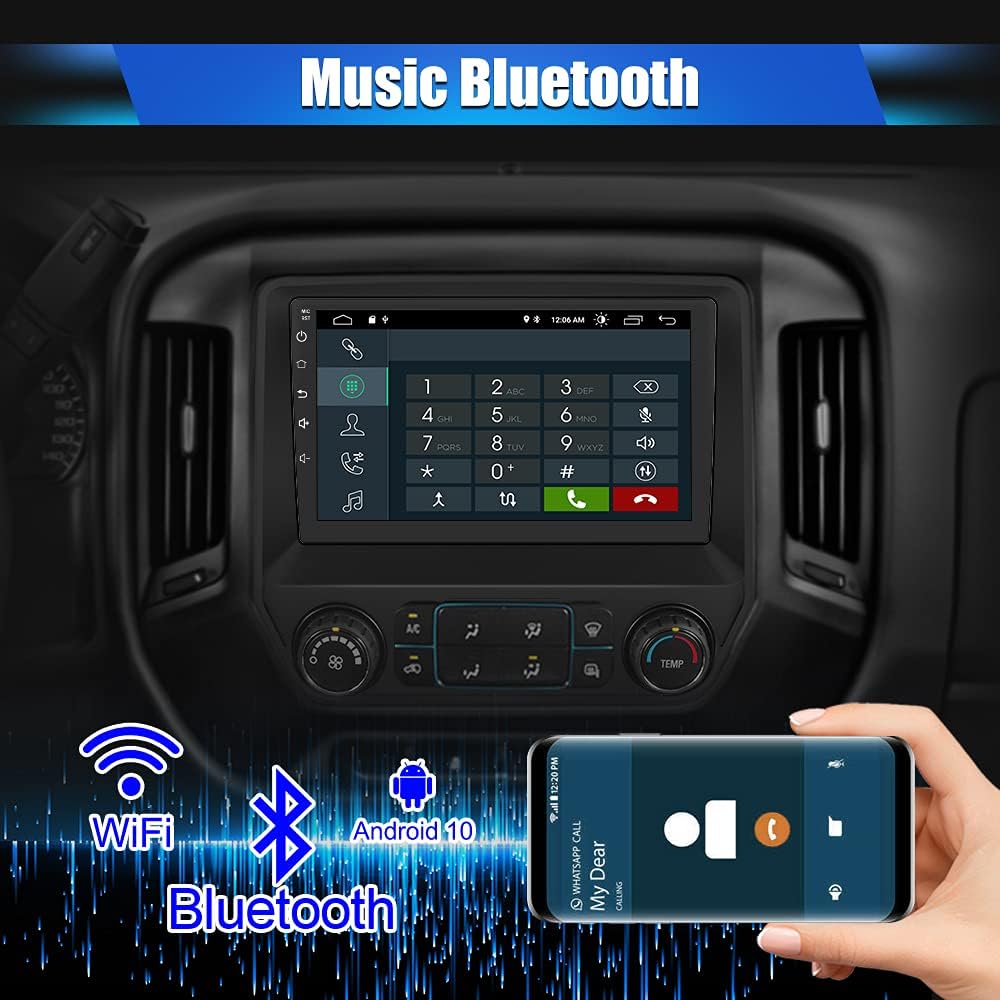 AWESAFE Android 13 Car Radio Stereo for Chevy Silverado GMC Sierra 2014-2018 10 Inch Touch Screen Support Carplay Android Auto 2G RAM 32G ROM without camera