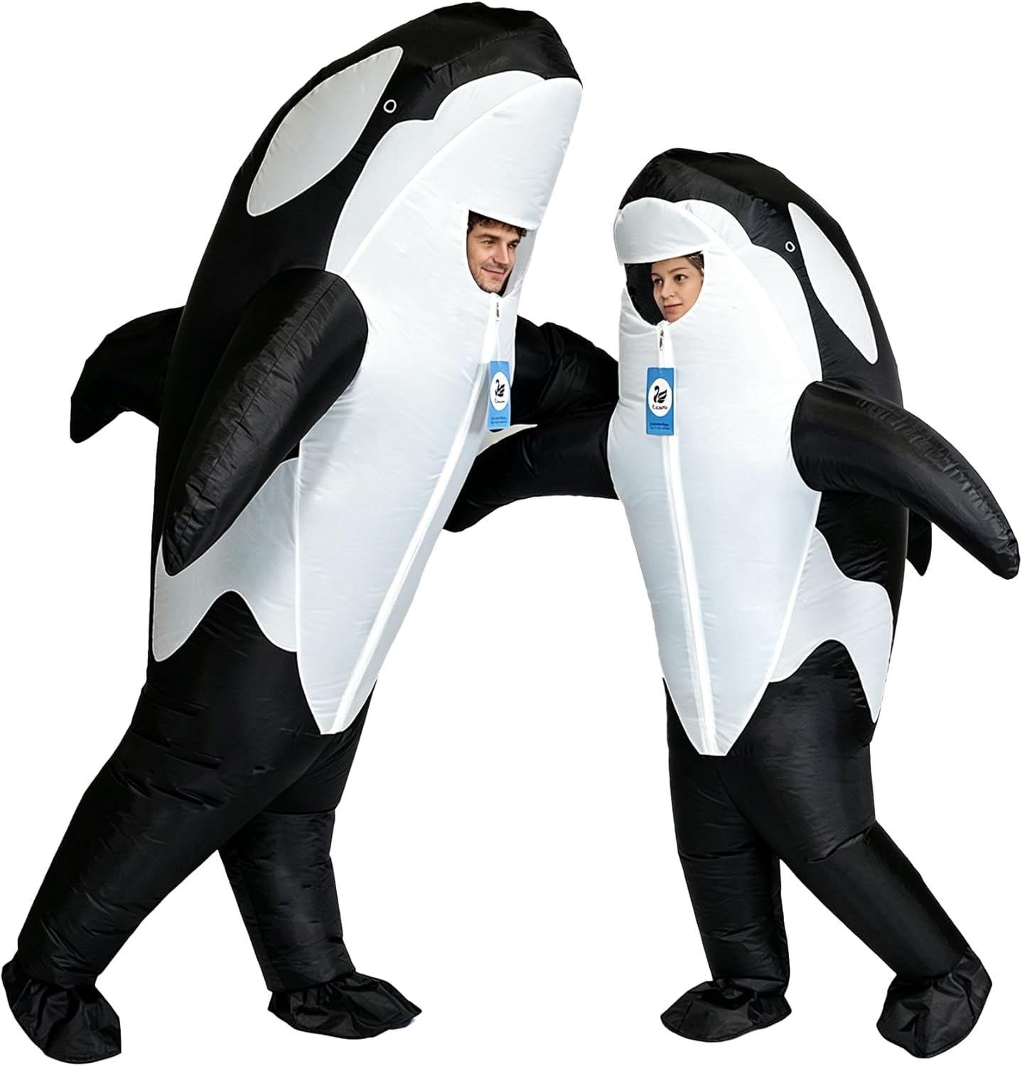 Inflatable Killer Whale Costume Air Blow up Orca Jumpsuit Fancy Dress Funny Suit for Adults Cosplay Party Halloween 2-Pack