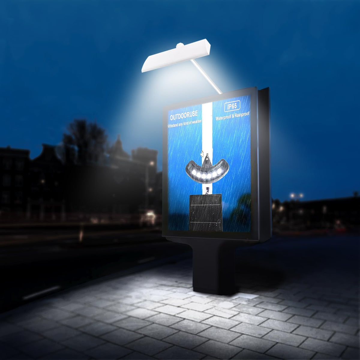 Solar Sign Light, Solar Sign Lights Outdoor Waterproof for Business, 2 Sided LED Light, Dusk to Dawn, Street & Yard Signs, Real Estate, Bus Stops, Highway & Hotel Signboard (White)