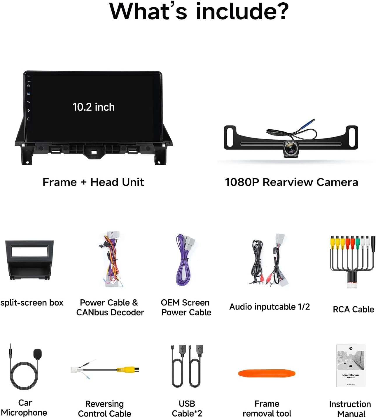Car Radio Stereo for Honda Accord 2008 2009 2010 2011 2012 2013 10.2 Inch IPS HD Touch Screen Wireless CarPlay Android Auto, WiFi FM/SWC Bluetooth 1080P Backup Camera