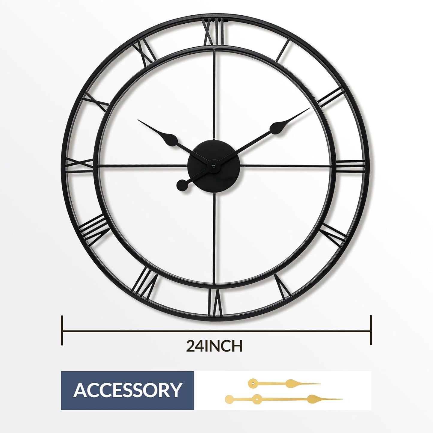 Wall Clock 24' Modern, Battery Operated