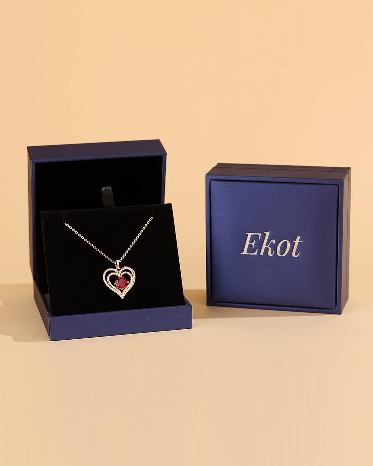 EKOT Rose Gold Necklaces for Women,S925 Sterling Silver Pendant Necklace for Her, Girlfriend Heart Necklace, Birthday Wedding Valentines Mothers Day