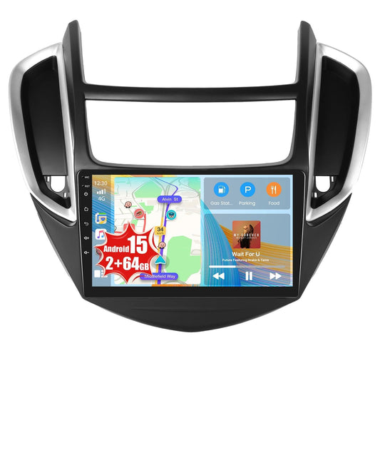 2+64GB Realdio Android 15 Car Stereo for Chevrolet Chevy Trax 2014 2015 2016 CarPlay Android Auto, 9" Touchscreen Car Radio for Chevy Trax with GPS WiFi Bluetooth FM/RDS EQ 26UI Backup Camera