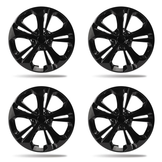 17-Inch Hubcaps Compatible with Chevy Trax LS 2024–2026 | Easy Snap-On ABS Hubcaps | Stylish OEM Replacement for Factory Steel Wheels；Set of 4 Wheel Covers (Black)