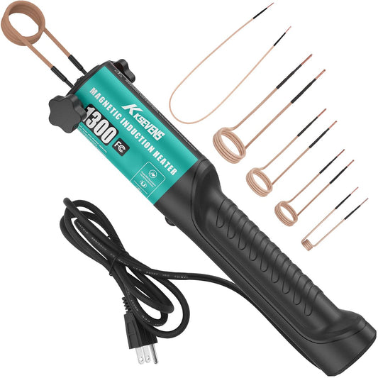 Induction Heater 1300W 110V Bolt Removal,Handheld Magnetic Induction Heater Tool with 5 Coils for Rusty Screw Removing,Cyan