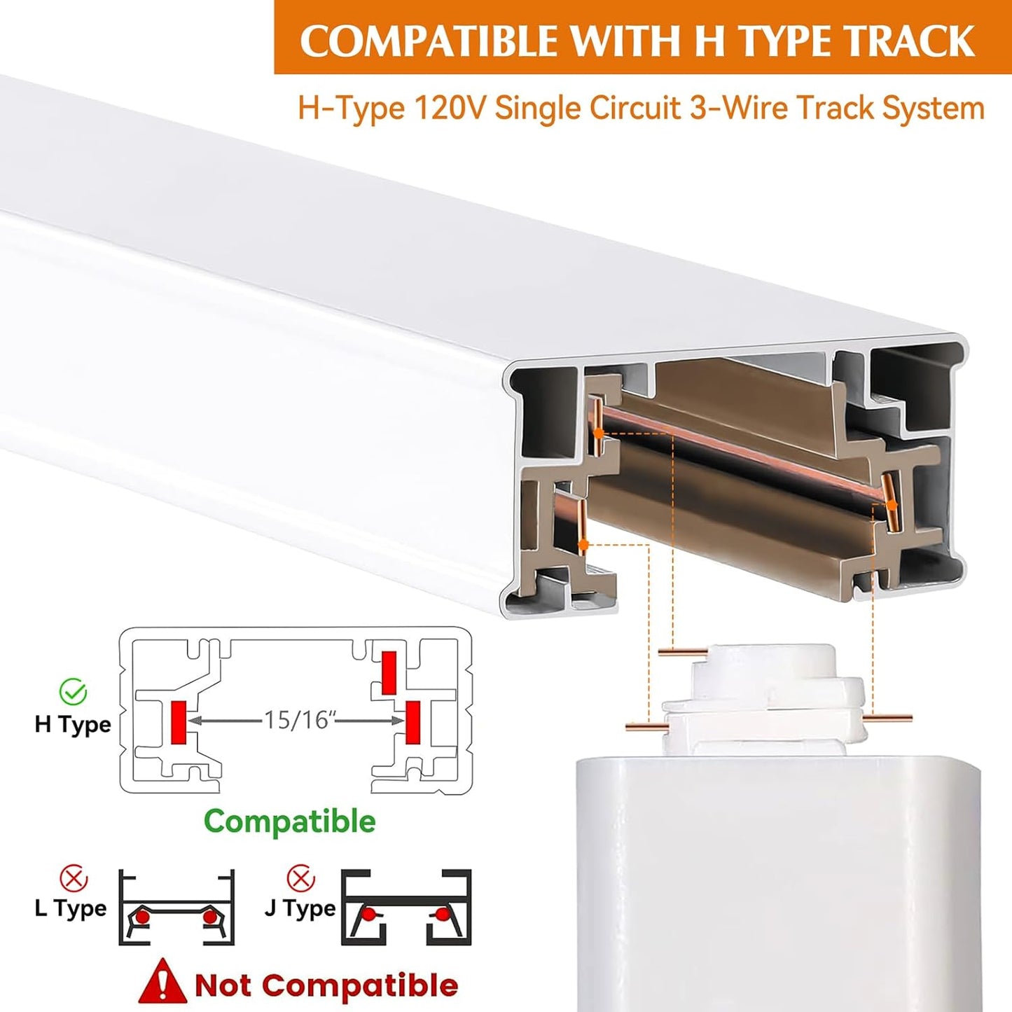 AOAXL 10W RGBW H Type Track Light Heads, 16 Color Changing and Warm White LED Track Lighting Fixtures for Kitchen, Dining Room, Wall, Art