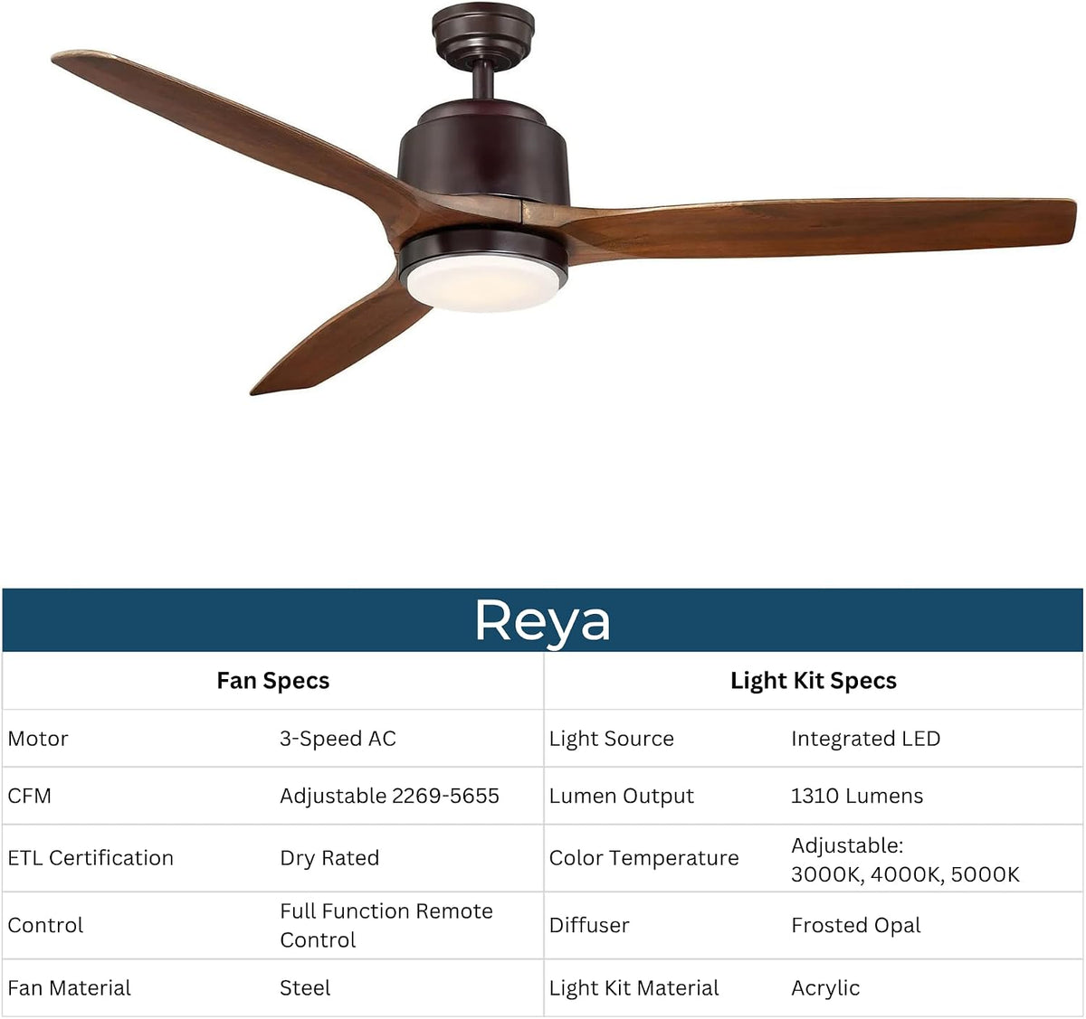 Wind River WR1765OB Reya 56 Inch Ceiling Fan | Walnut Blades | Oiled Bronze