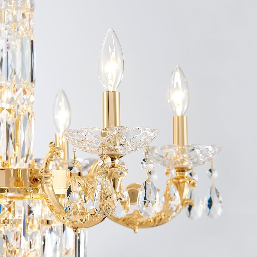 Gold Crystal Contemporary Chandelier Foyer Entryway Lighting, 11-Lights Luxury Chandeliers Modern