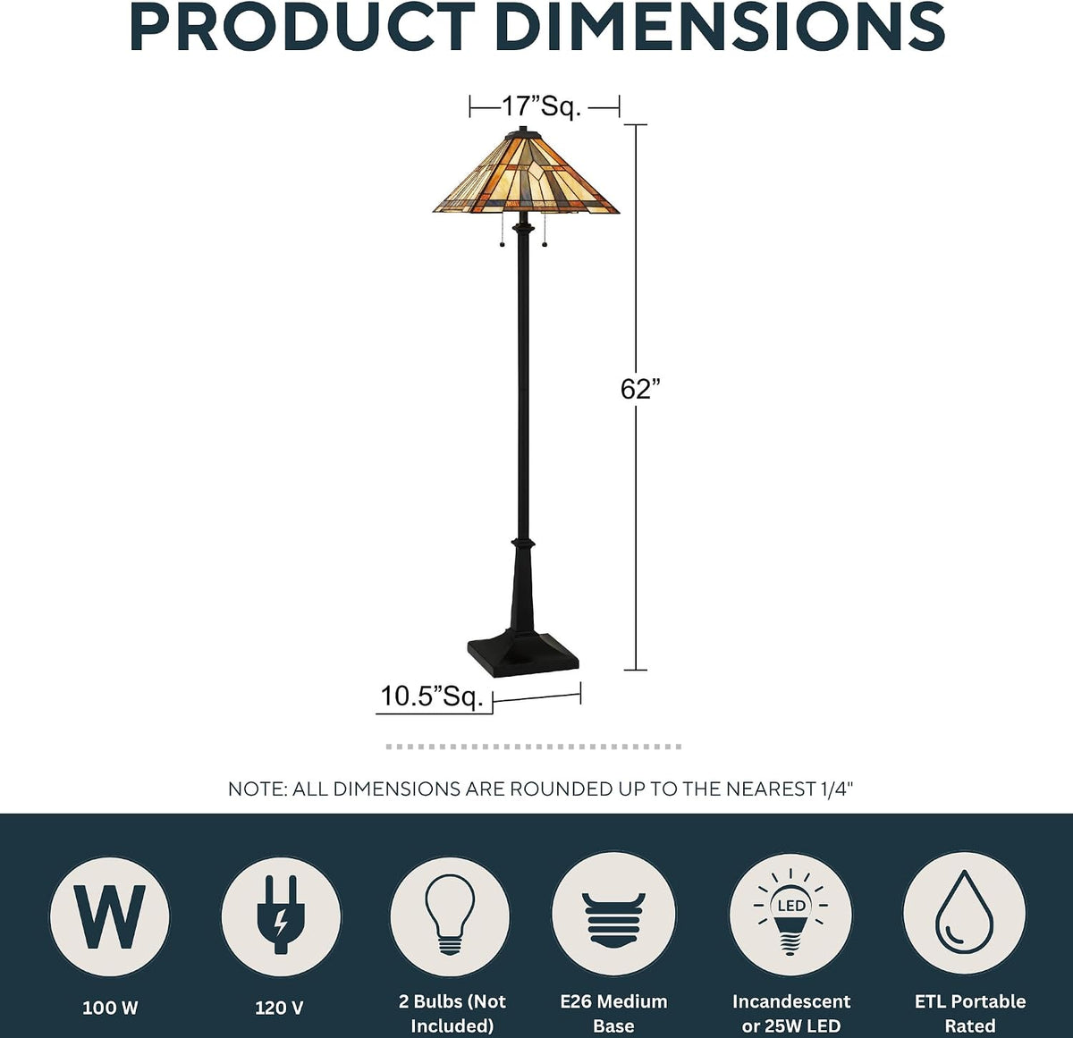 Quoizel Winchester 62" Matte Black Tiffany-Style Floor Lamp