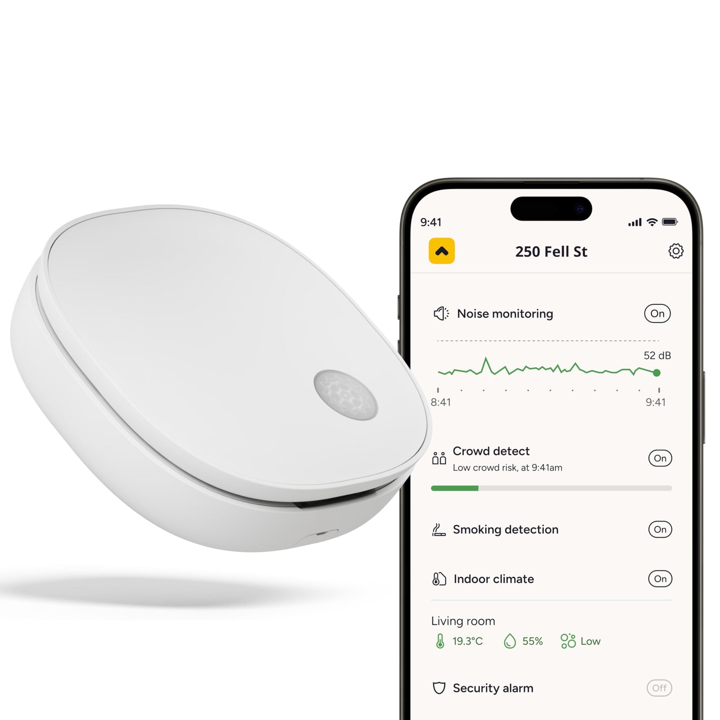 Minut M3 Sensor | Noise, Occupancy & Climate Monitoring in Real Time, for Short Term Rental Hosts | Subscription Required, 12 Months Included