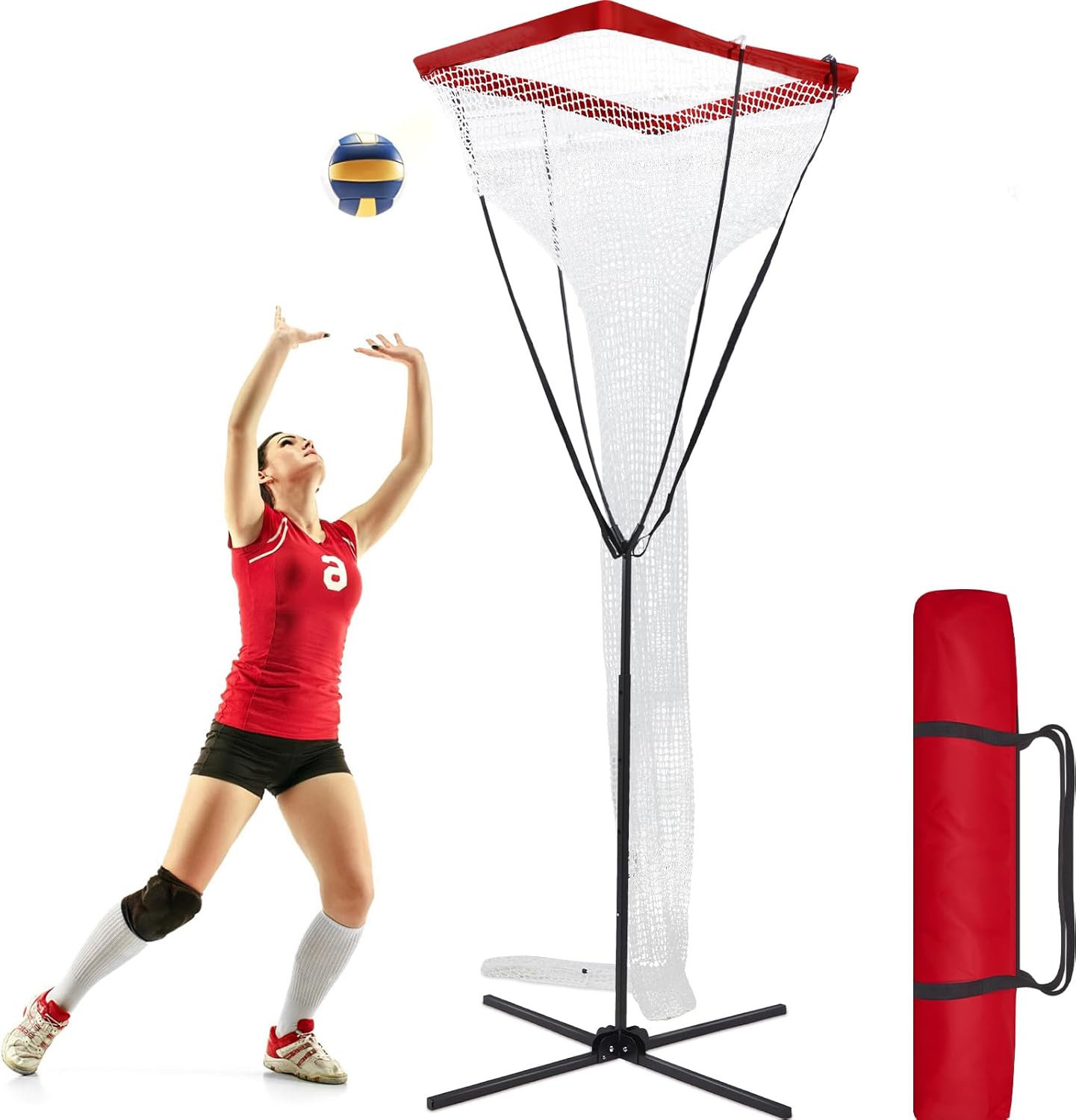 Volleyball Training Equipment Volleyball Setter Trainer Net with Sturdy Rubber Footed Base Adjustable Height Volleyball Practice Net Station for