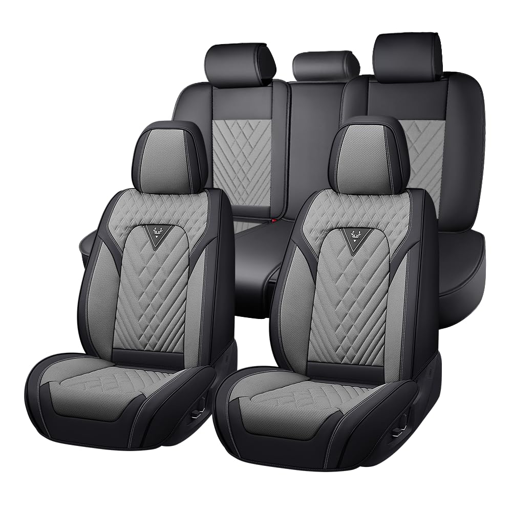 Fit for Toyota Corolla Seat Covers 2001-2026,Premium Leather, 360° Full Protection, Thick Padding & Memory Foam, Waterproof & Stain-Resistant Car Seat Cover Full Set (5 Seat,Black&Gray) Black&Gray -5 seat Toyota Corolla