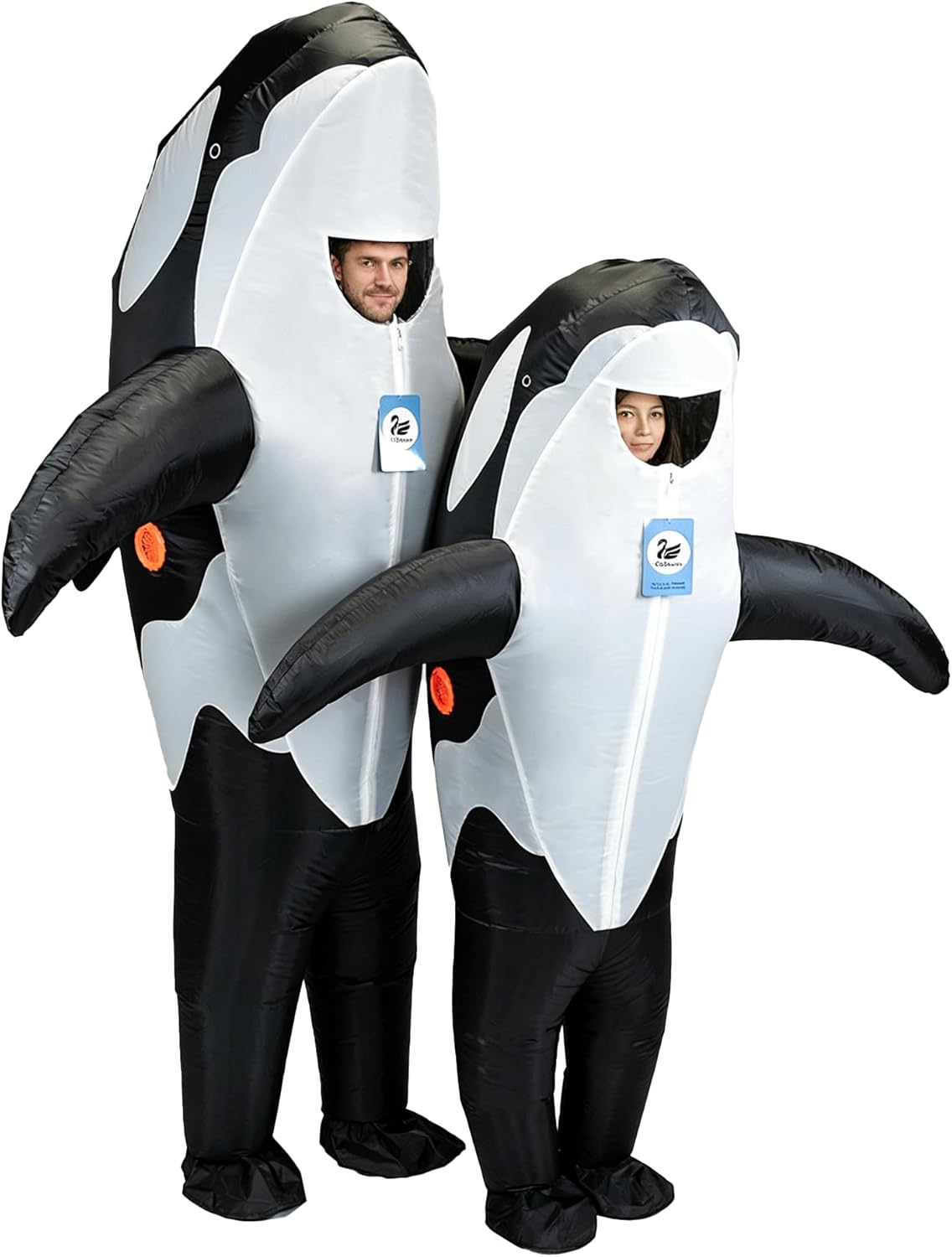 Inflatable Killer Whale Costume Air Blow up Orca Jumpsuit Fancy Dress Funny Suit for Adults Cosplay Party Halloween 2-Pack