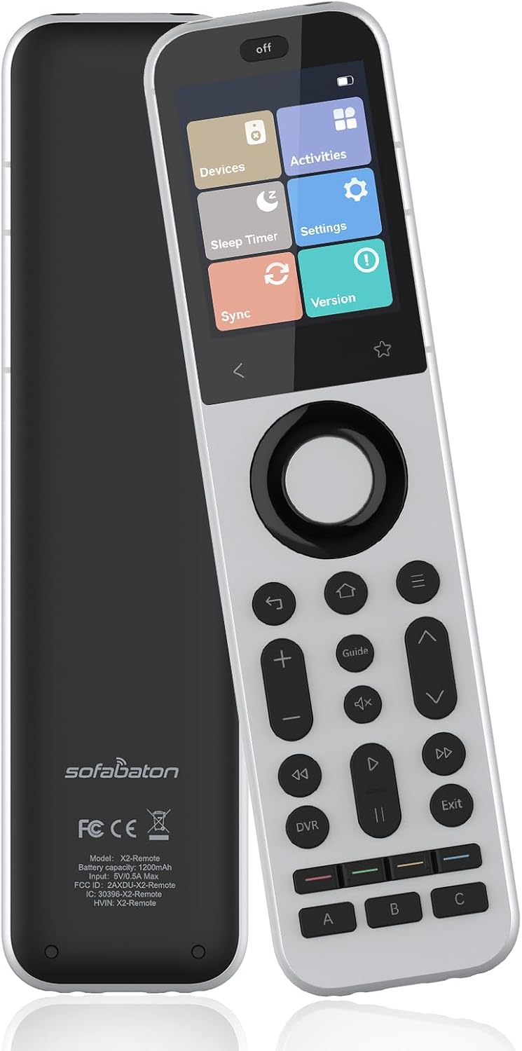 SofaBaton X2 Universal Remote Control with Touch Screen (Only Remote | All in One Smart Universal Remote Control, Control Up to 60 IR/Bluetooth/WiFi/RF Devices