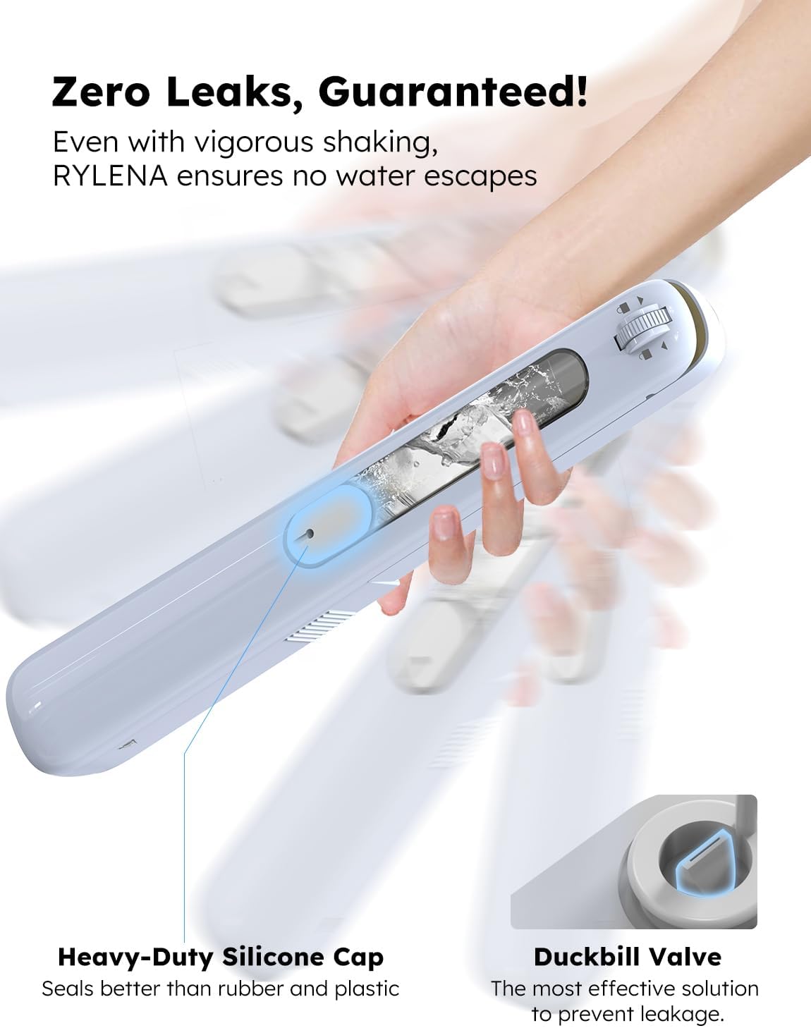 Travel Steam Iron Rylena, 180 degree Rotates to Clip, Hang, Flat Iron for Clothes, Curtains, Leakproof/Splashproof, Blue