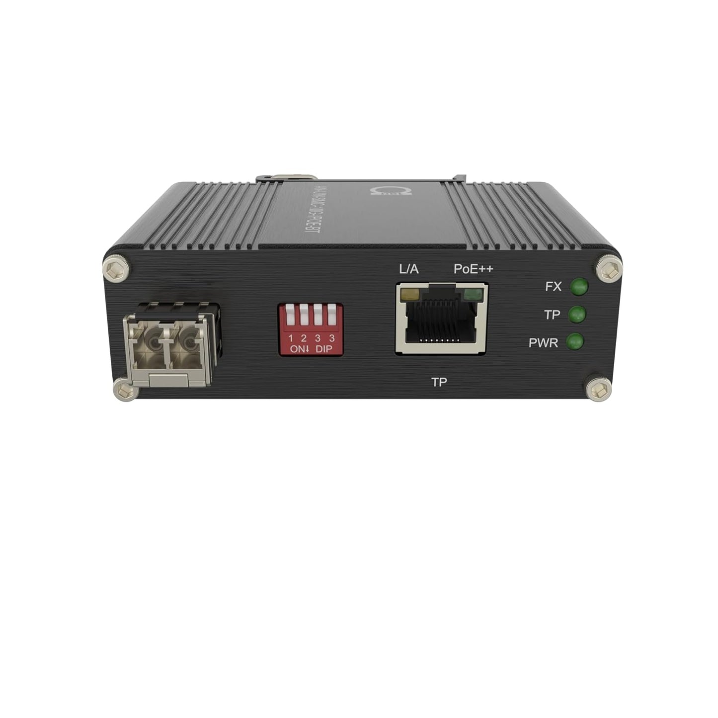 10G PoE++ Fiber Optic Media Converter with Multi-Mode LC SFP+ Module 850nm, 300m (0.18mi) Range, 90W PoE, 802.3af/at/bt Compliant, DIN-Rail/Wall