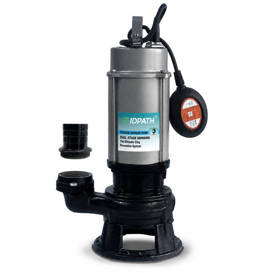 1HP, Max 6500 GPH Sewage Grinder Pump, 115V Trash Pump, 52.5ft Head | Alloy Steel Cutter, 100% Copper Motor, 2" Discharge, Fits 18"x30" Sump Basin, Requires 20A GFCI Breaker