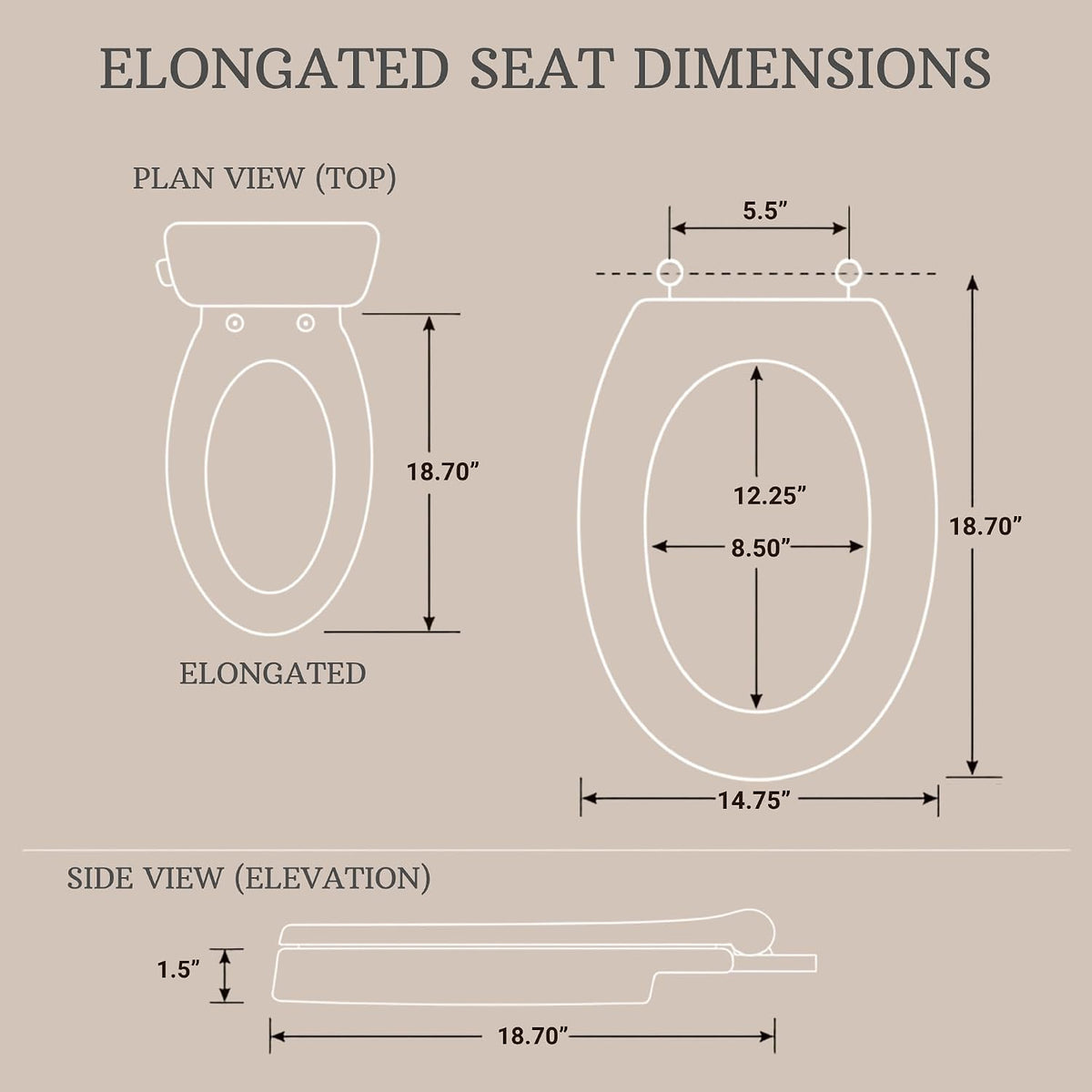 Safe Buns Patented Dual Lock Rims Elongated/Oval Toilet Seat