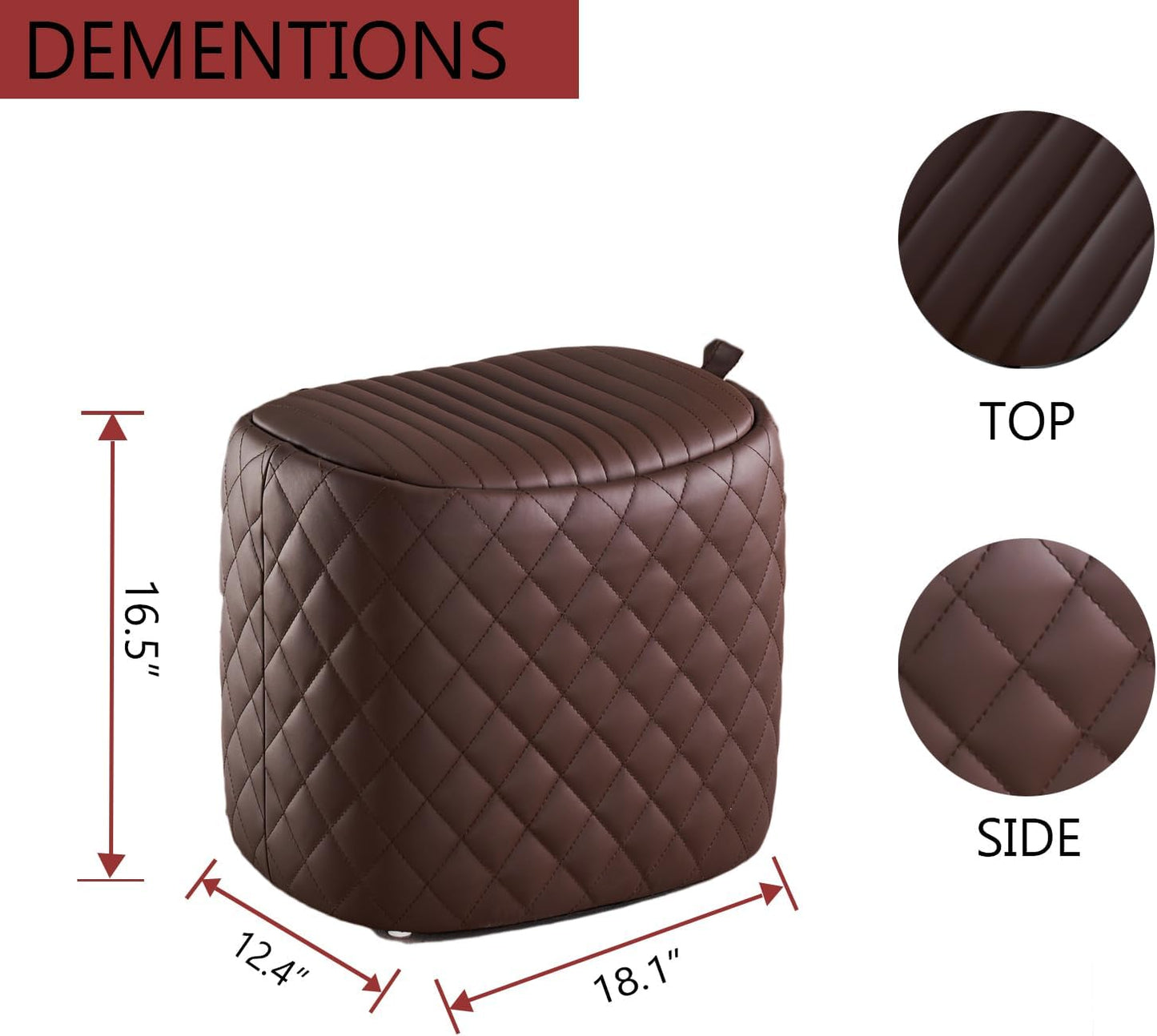 Faux Leather Ottoman for Living Room with Storage