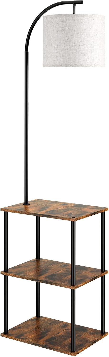 PARTPHONER Floor Lamp with Table 2 Pack, Night Stand with Lamp, Narrow Side Table with 3CCT LED Bulb, Small Coffee Table, Modern End Table with Storage Shelves for Living Room Bedroom Home Décor