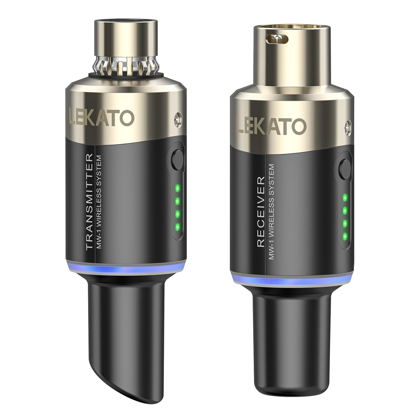 LEKATO 5.8GHz Wireless XLR Microphone Transmitter Receiver Plug-on MW-1 | No Interference, 5ms Low Latency,5H+ Working Life,4 Channels, Dynamic/Condenser Mic(Phantom-Powered),for Live Stage, Churchs